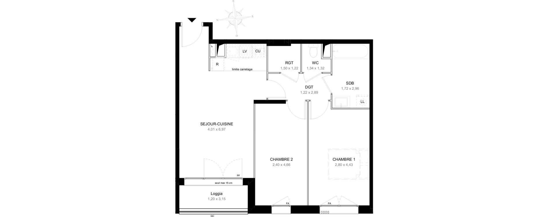 Appartement T3 de 59,27 m2 &agrave; Aubervilliers L&eacute;nine