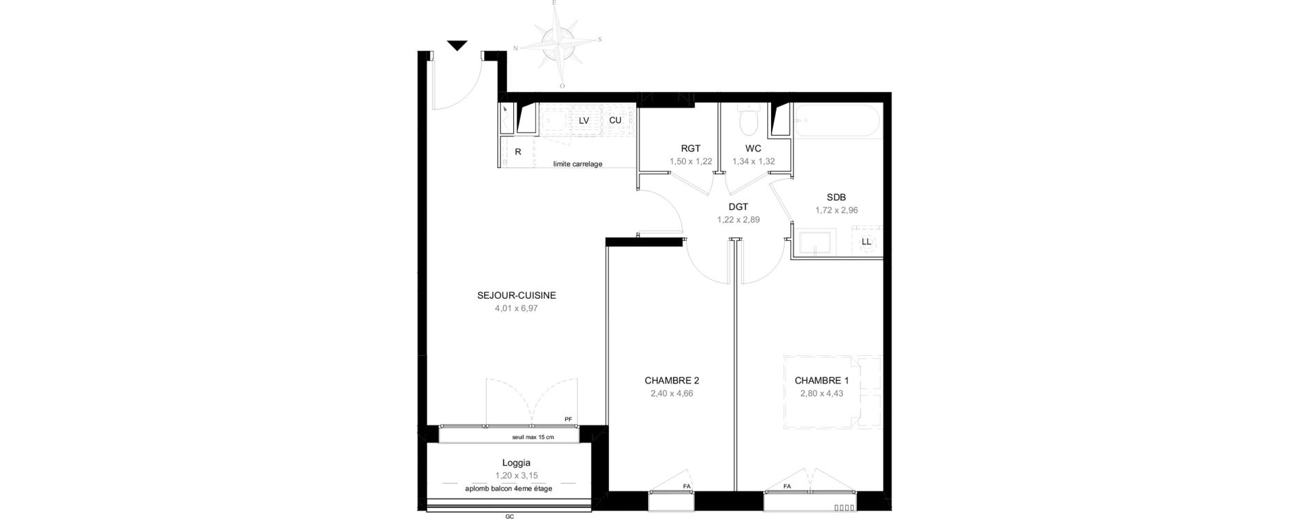 Appartement T3 de 59,27 m2 &agrave; Aubervilliers L&eacute;nine