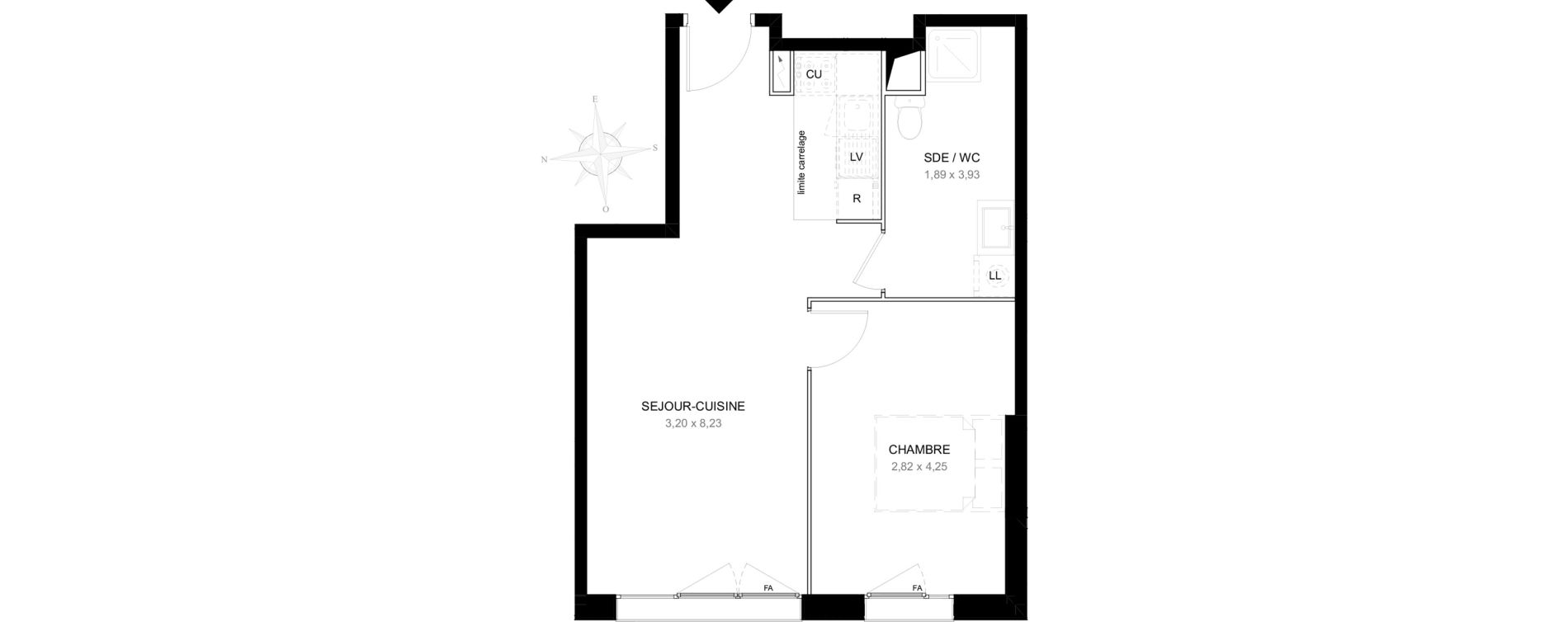 Appartement T2 de 44,66 m2 &agrave; Aubervilliers L&eacute;nine