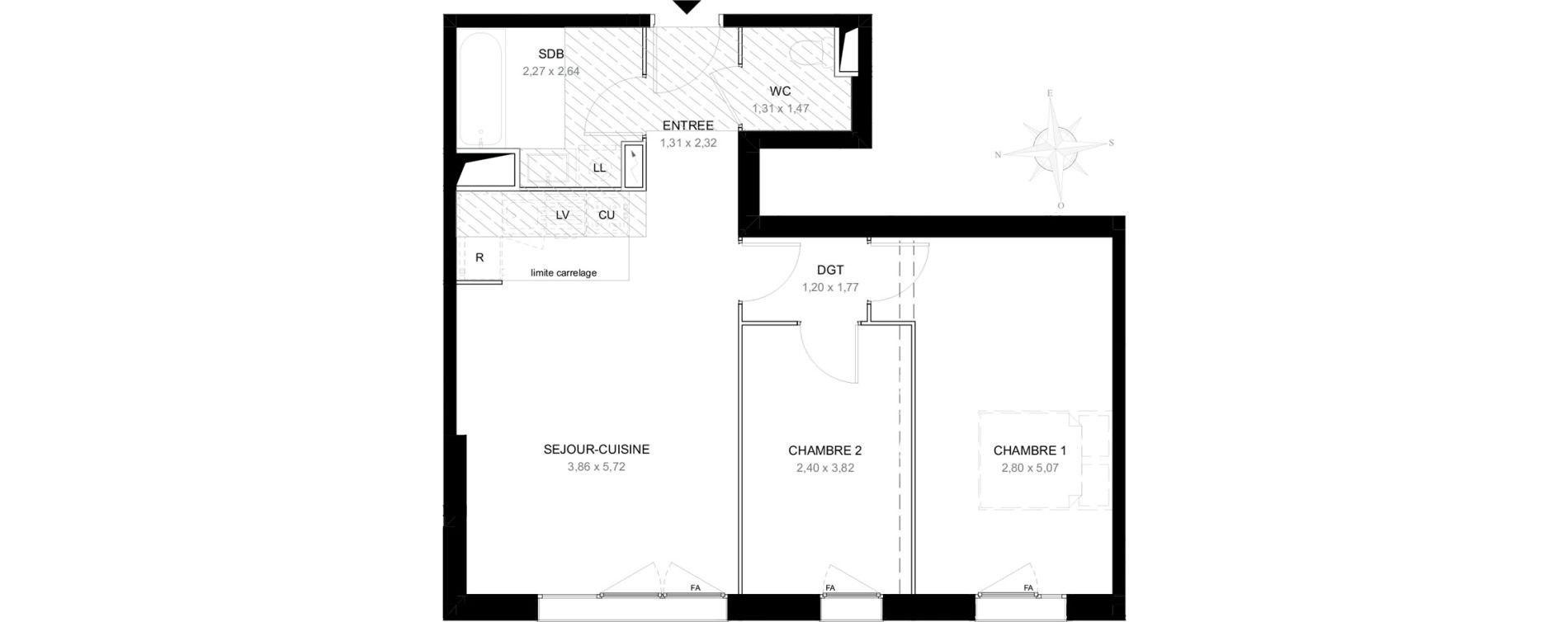 Appartement T3 de 59,23 m2 &agrave; Aubervilliers L&eacute;nine