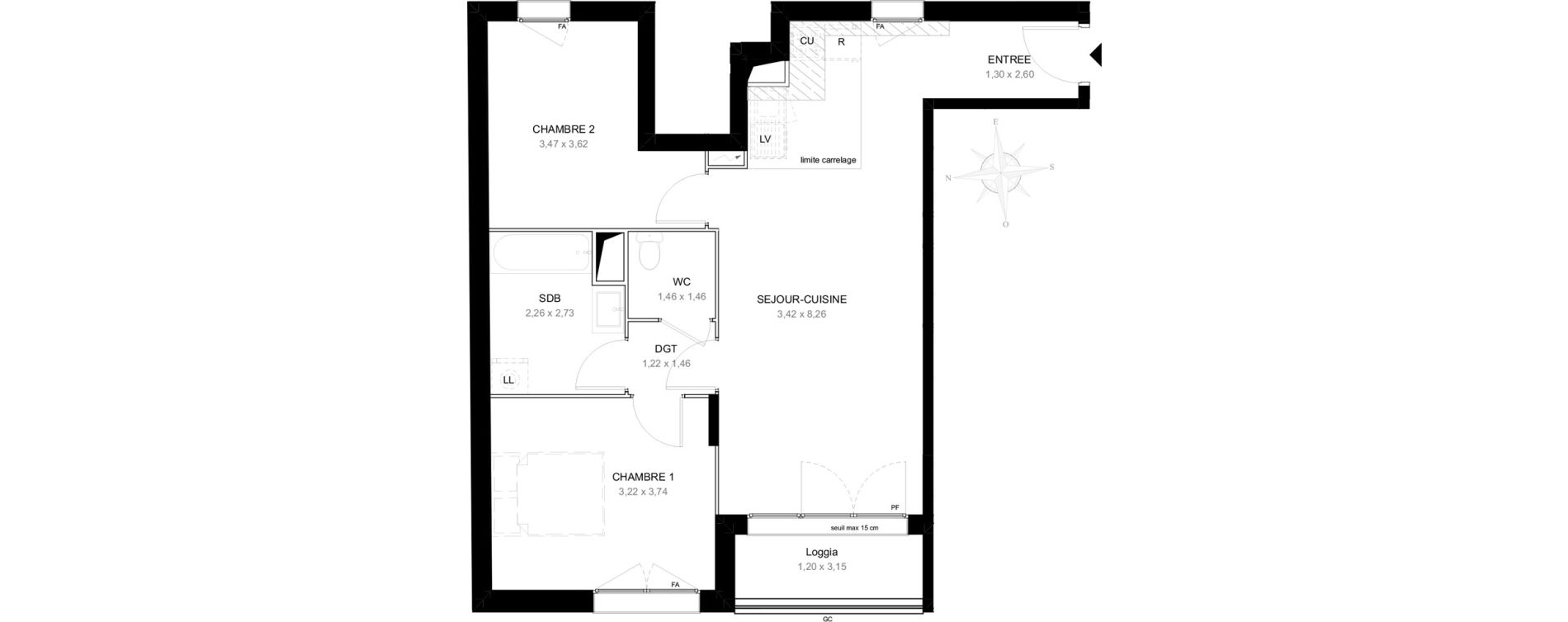Appartement T3 de 61,63 m2 &agrave; Aubervilliers L&eacute;nine