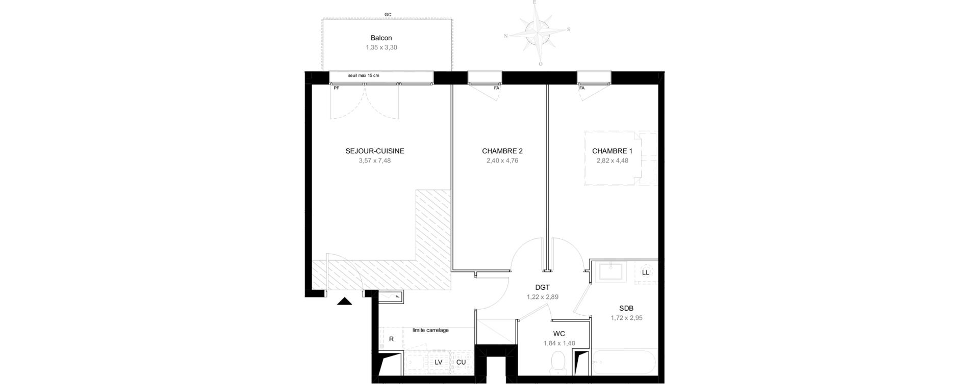 Appartement T3 de 59,84 m2 &agrave; Aubervilliers L&eacute;nine