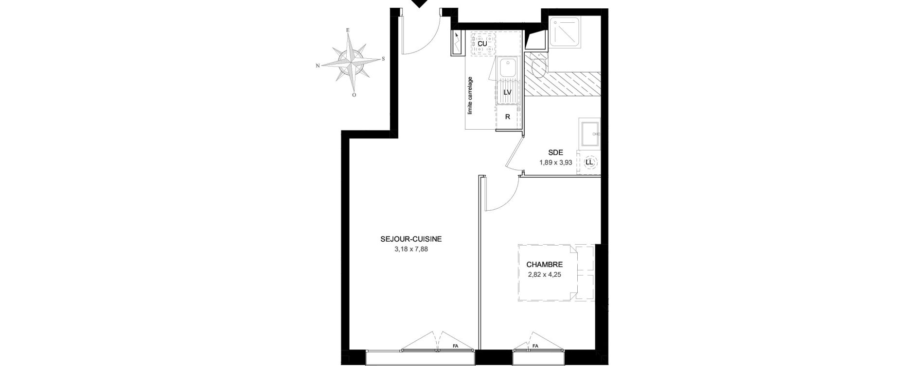 Appartement T2 de 44,95 m2 &agrave; Aubervilliers L&eacute;nine