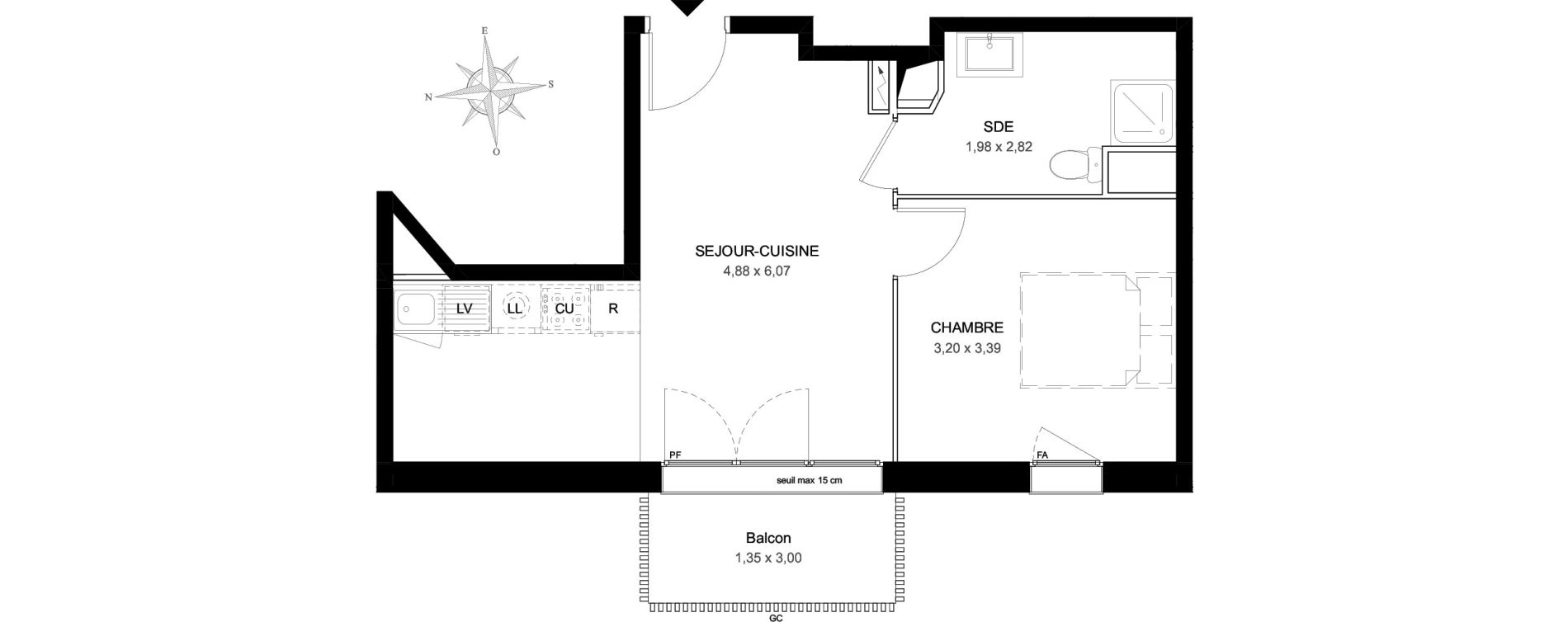 Appartement T2 de 38,53 m2 &agrave; Aubervilliers L&eacute;nine