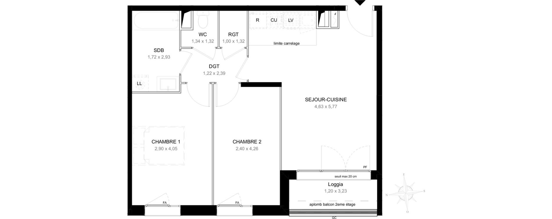 Appartement T3 de 55,68 m2 &agrave; Aubervilliers L&eacute;nine