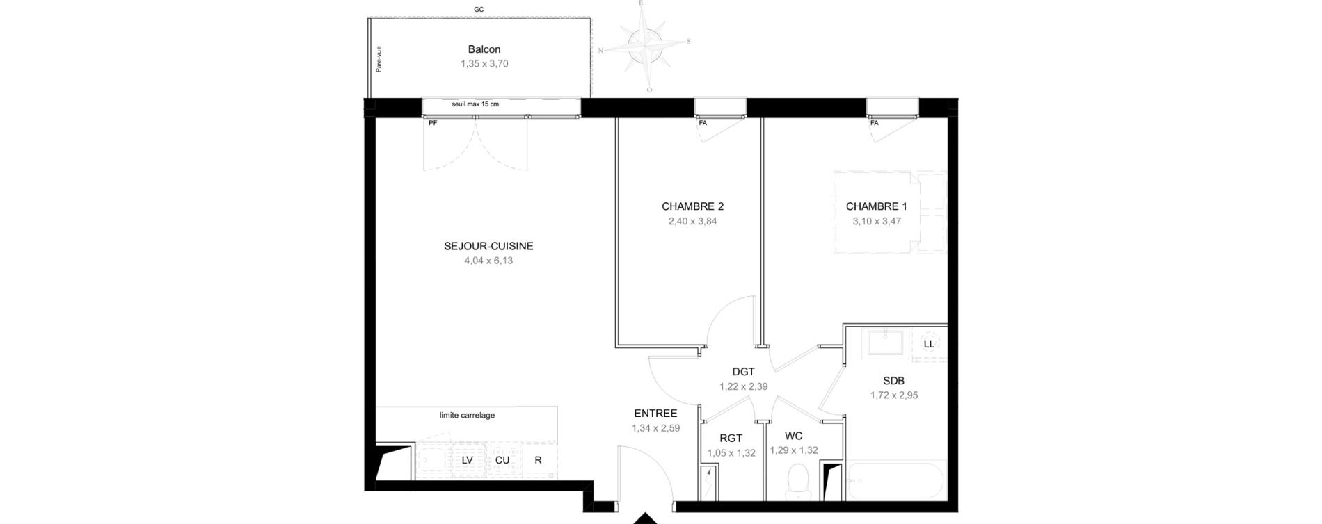 Appartement T3 de 59,10 m2 &agrave; Aubervilliers L&eacute;nine
