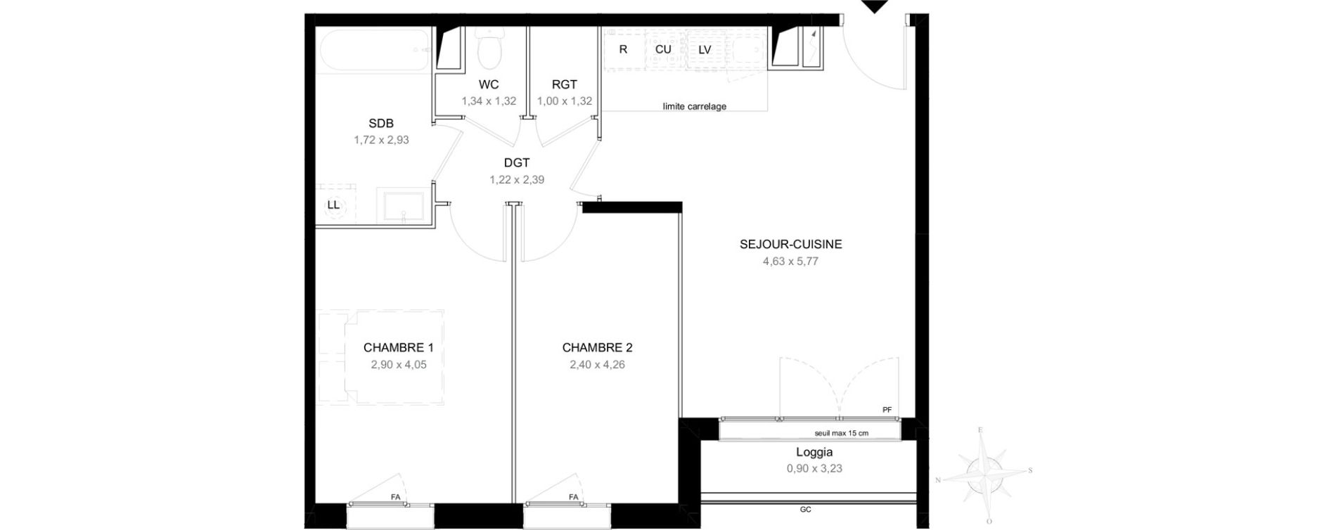Appartement T3 de 55,68 m2 &agrave; Aubervilliers L&eacute;nine
