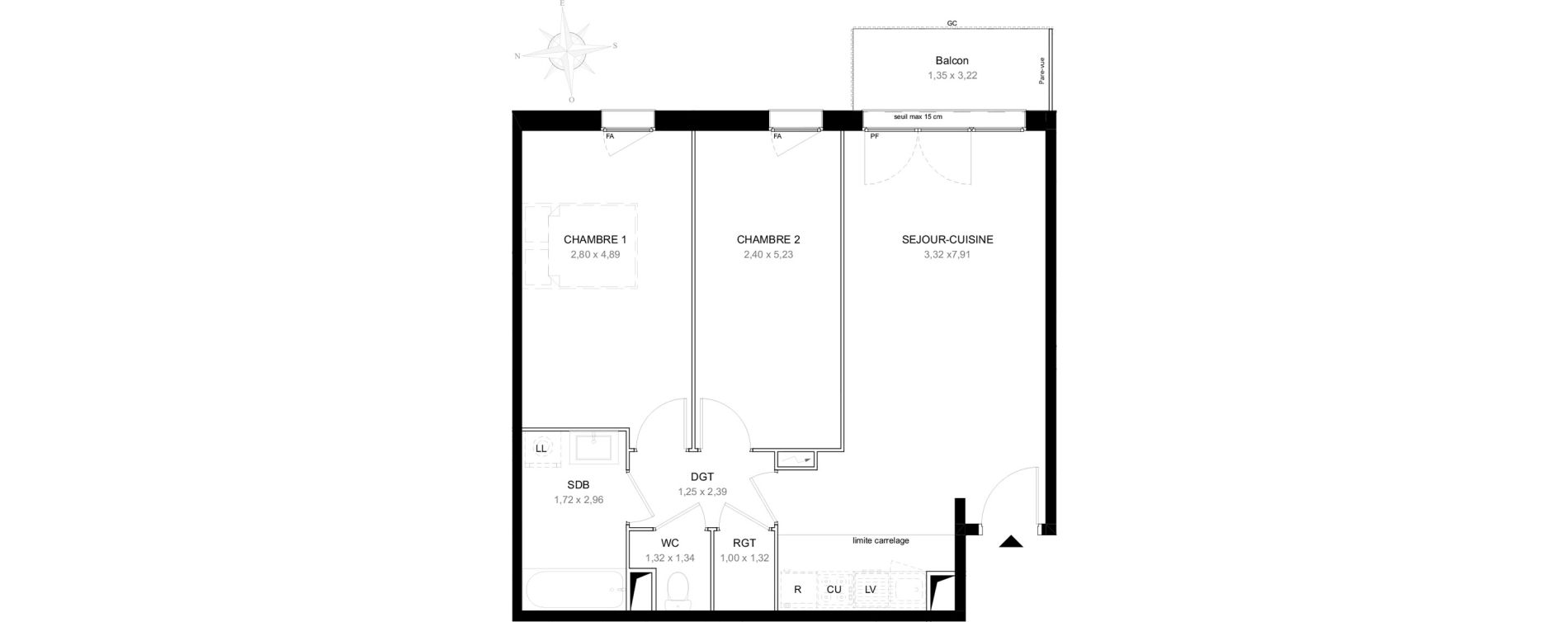 Appartement T3 de 63,88 m2 &agrave; Aubervilliers L&eacute;nine
