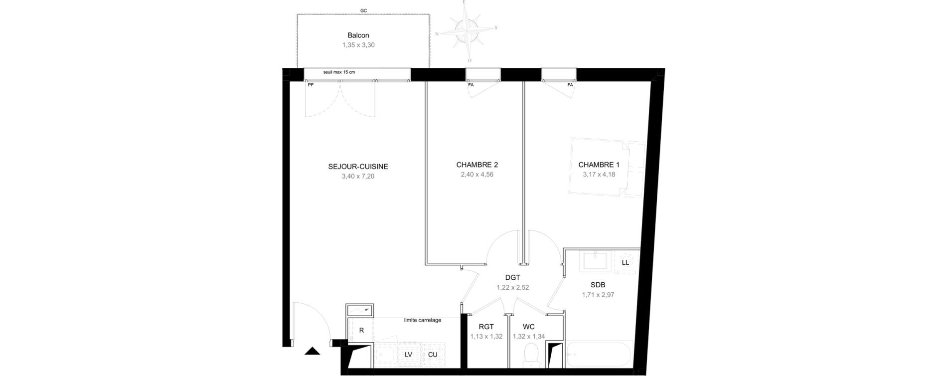 Appartement T3 de 60,29 m2 &agrave; Aubervilliers L&eacute;nine