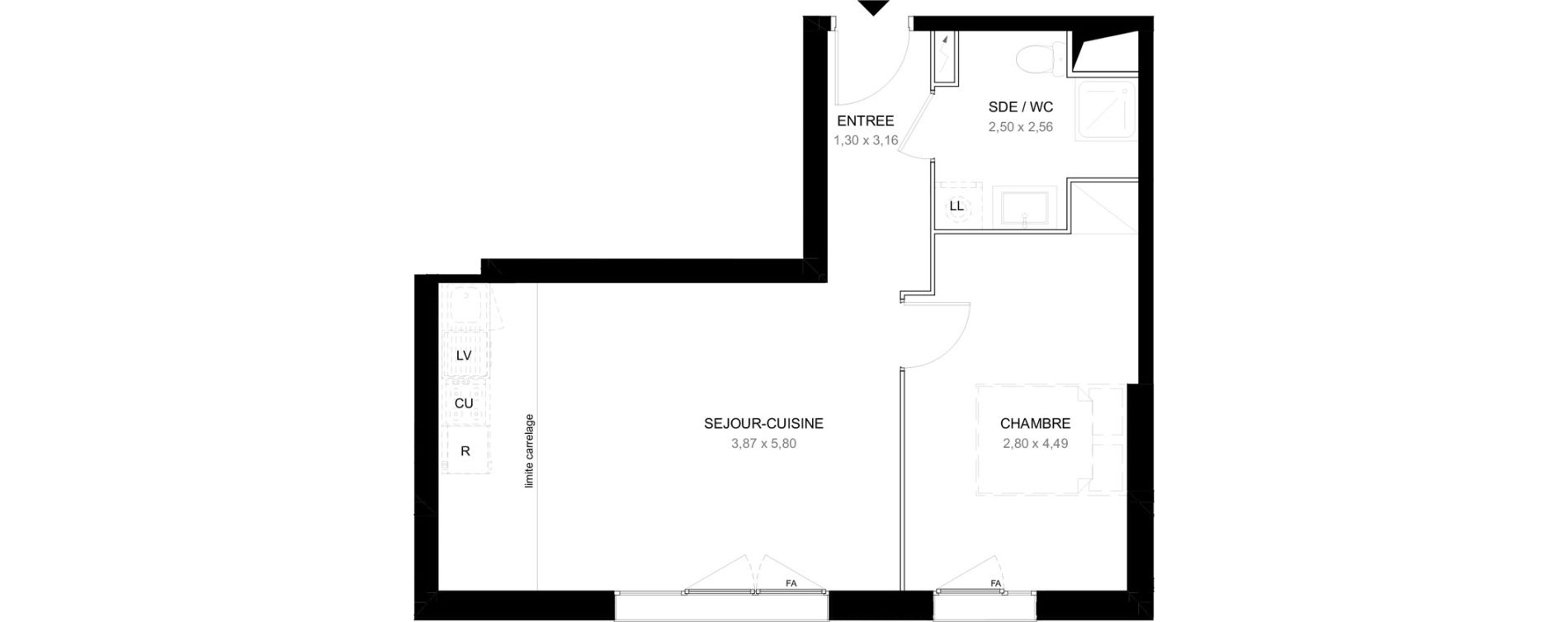 Appartement T2 de 44,78 m2 &agrave; Aubervilliers L&eacute;nine