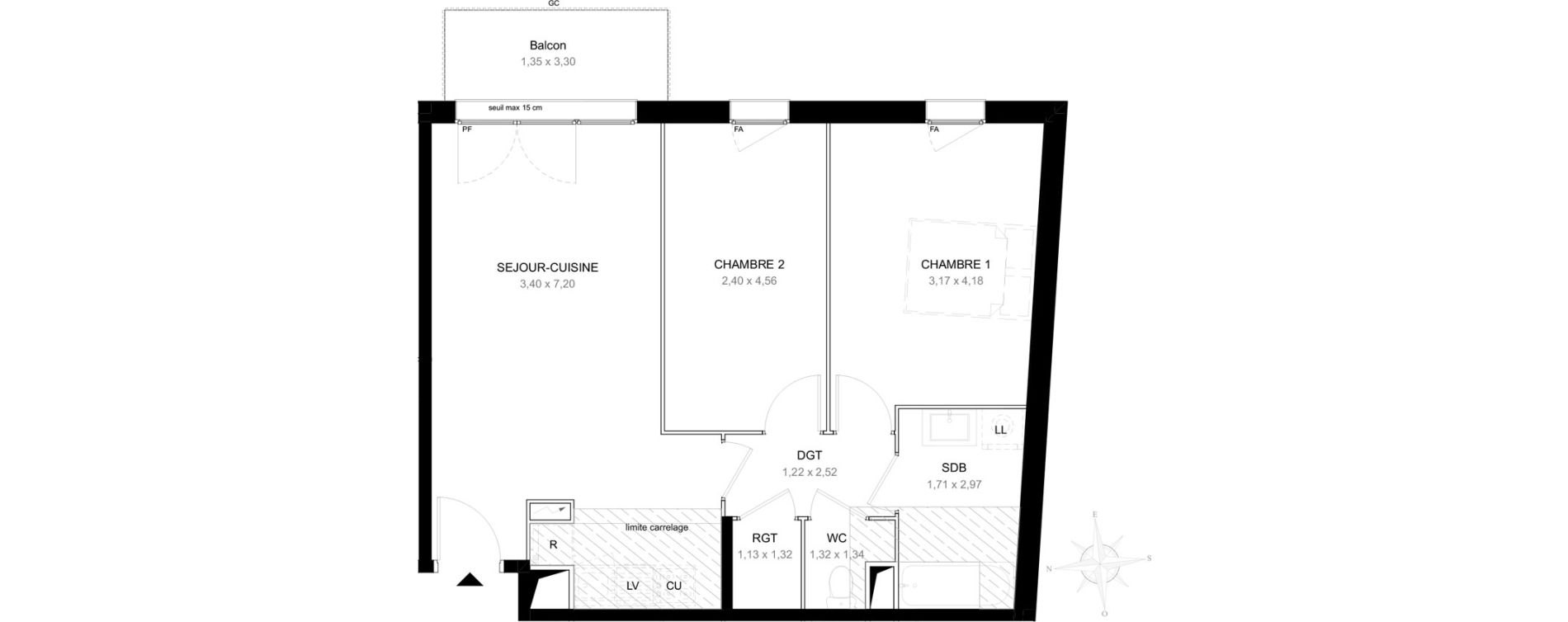 Appartement T3 de 60,12 m2 &agrave; Aubervilliers L&eacute;nine