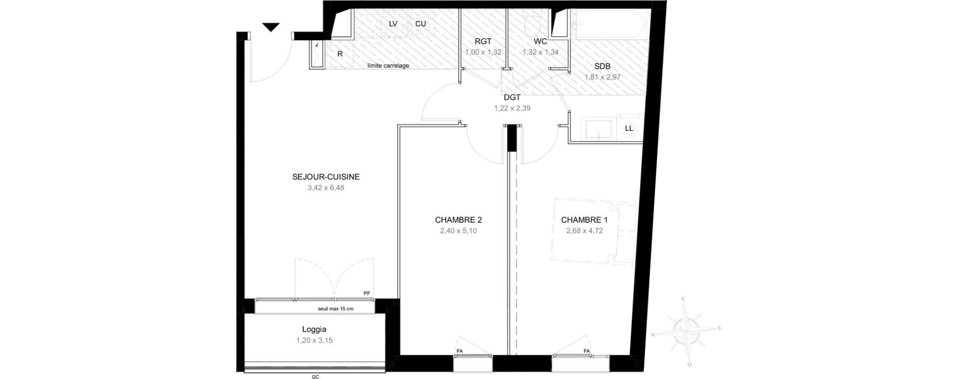 Appartement T3 de 60,39 m2 &agrave; Aubervilliers L&eacute;nine
