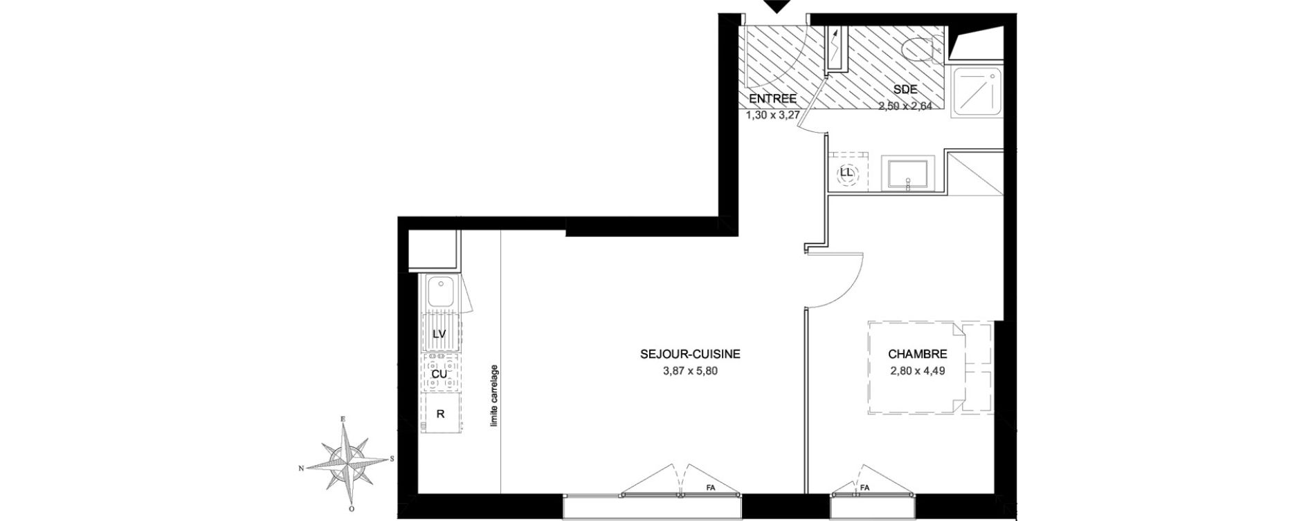 Appartement T2 de 44,84 m2 &agrave; Aubervilliers L&eacute;nine