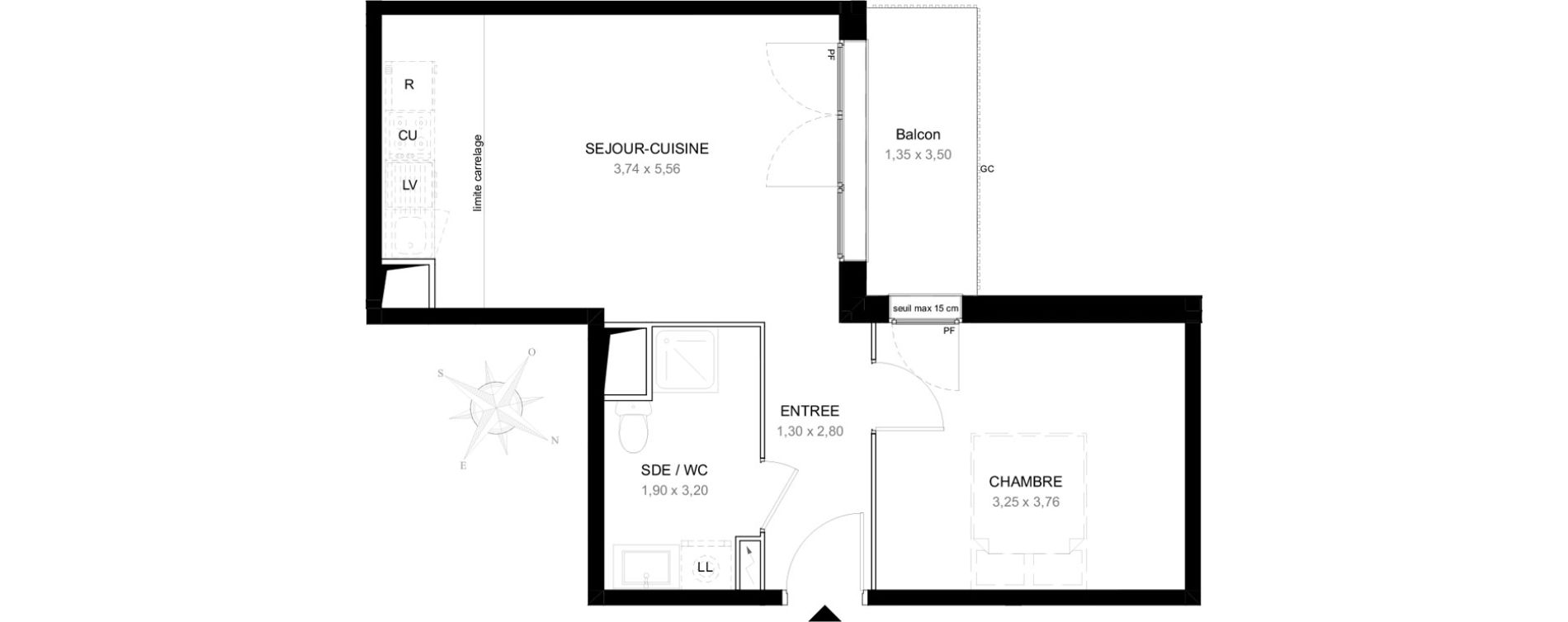 Appartement T2 de 41,76 m2 &agrave; Aubervilliers L&eacute;nine