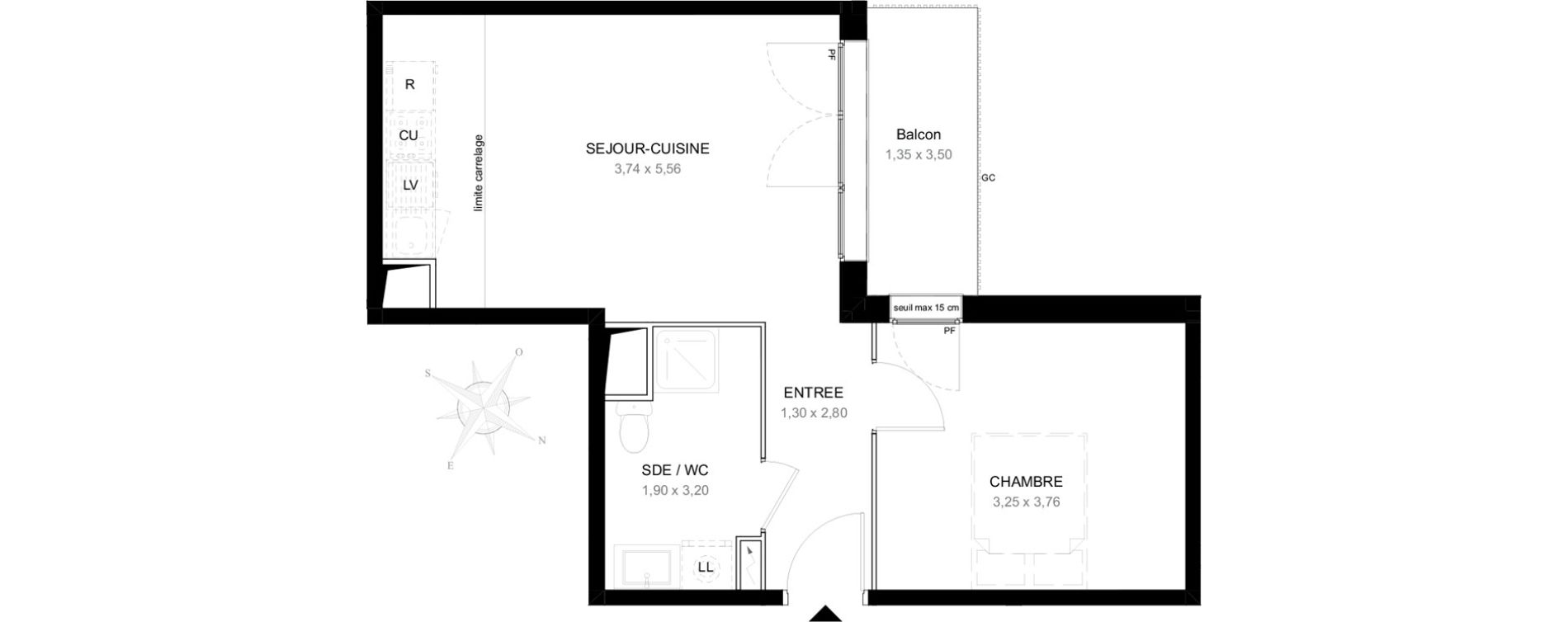 Appartement T2 de 41,76 m2 &agrave; Aubervilliers L&eacute;nine