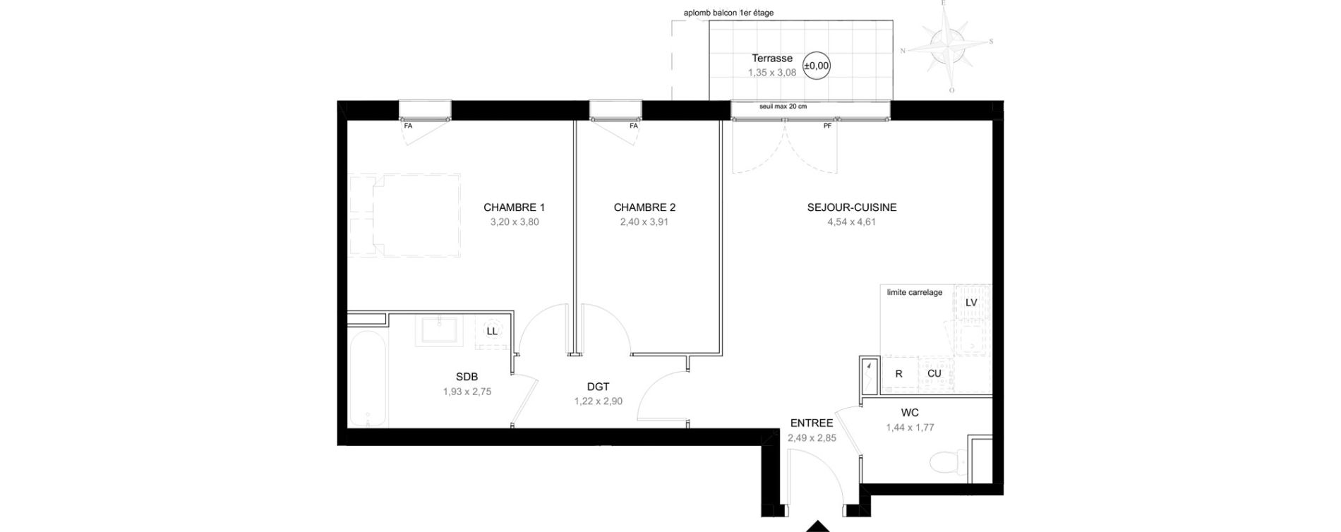 Appartement T3 de 58,15 m2 &agrave; Aubervilliers L&eacute;nine