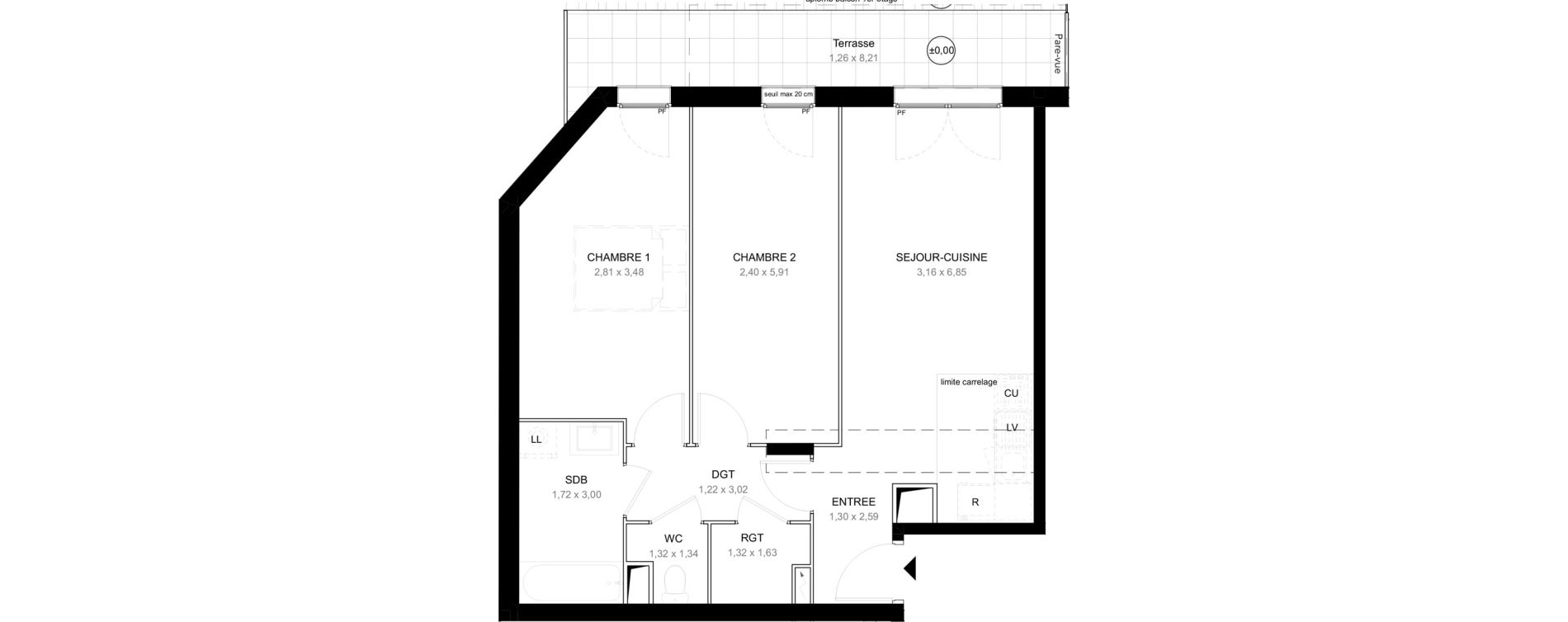 Appartement T3 de 62,59 m2 &agrave; Aubervilliers L&eacute;nine