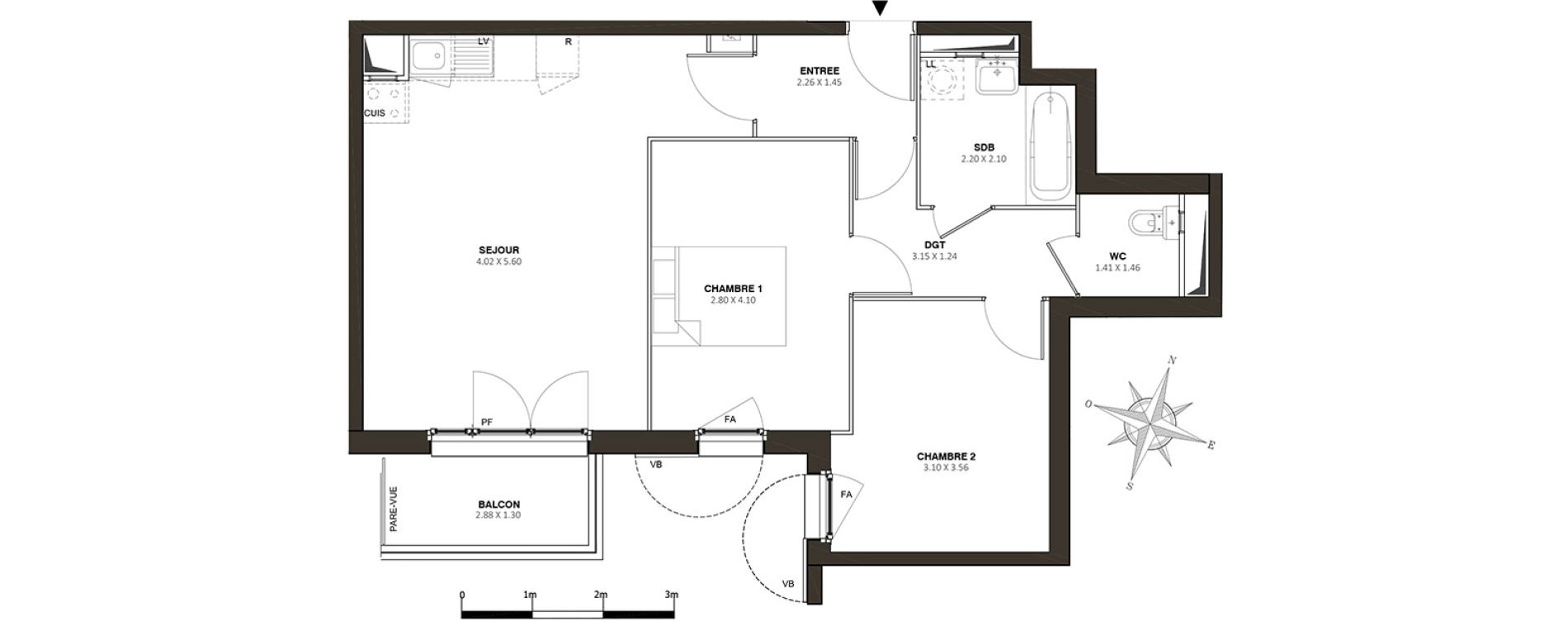 Appartement T3 de 60,43 m2 &agrave; Aubervilliers Centre