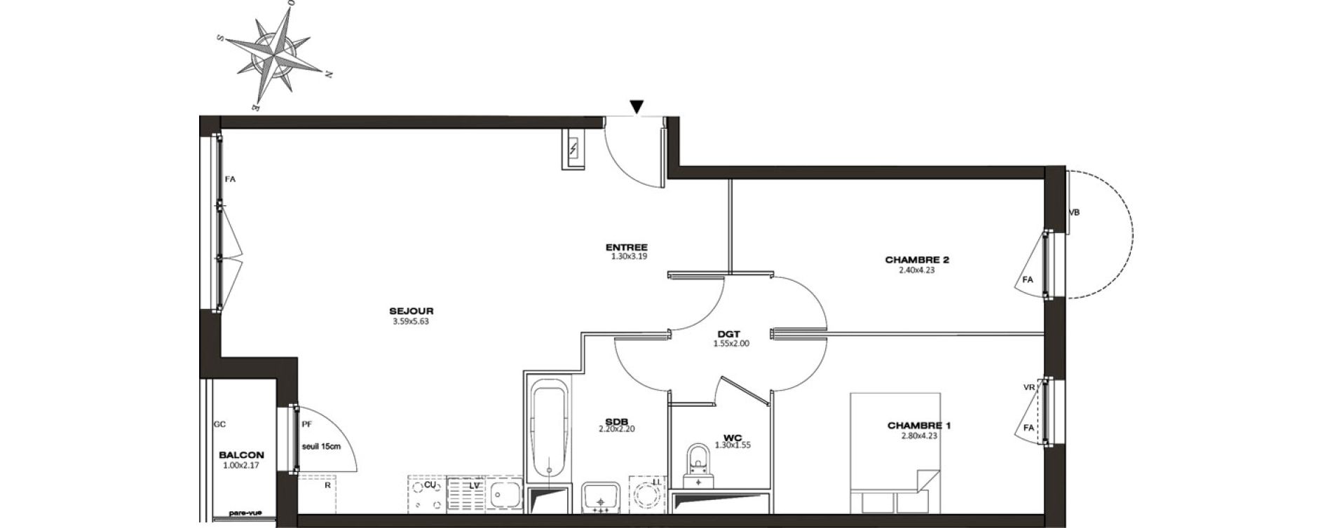 Appartement T3 de 67,71 m2 &agrave; Aubervilliers Centre