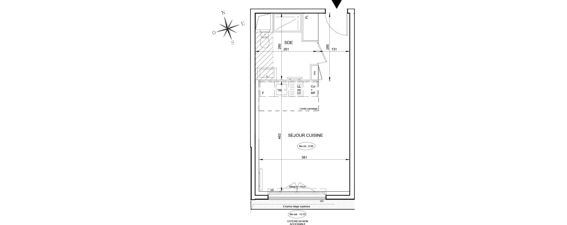 Appartement T1 de 27,88 m2 &agrave; Aubervilliers Long sentier