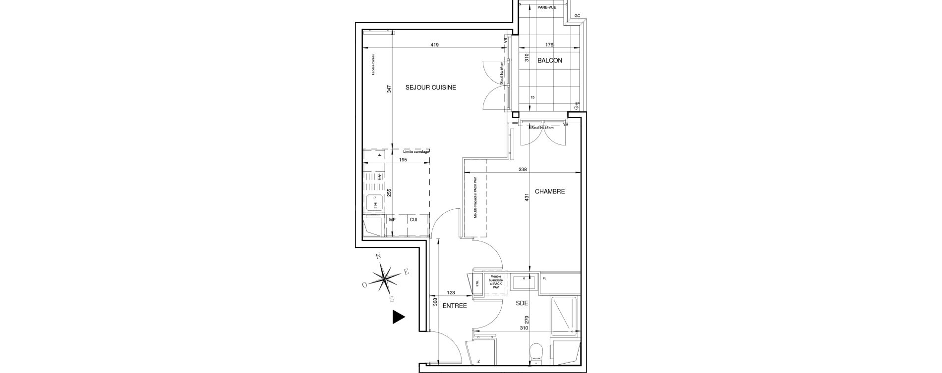 Appartement T2 de 46,56 m2 &agrave; Aubervilliers Long sentier