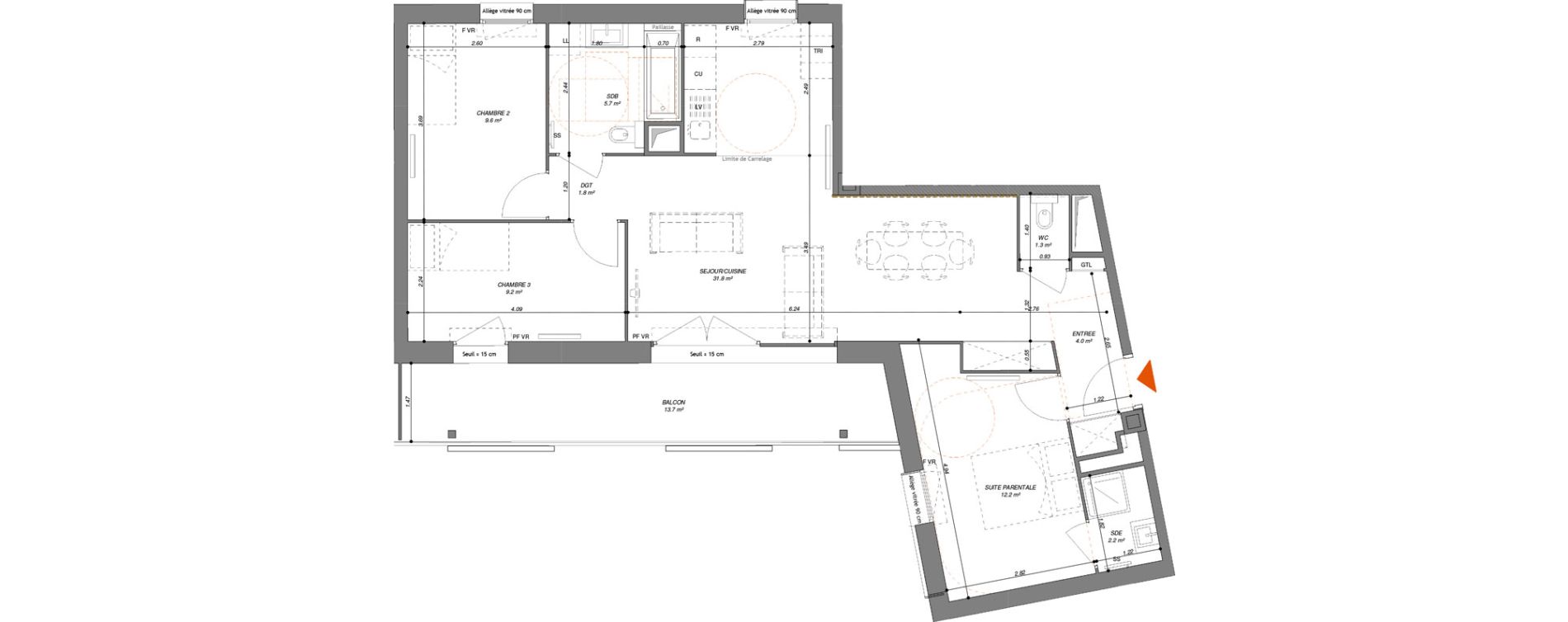 Appartement T4 de 77,80 m2 &agrave; Aubervilliers Fort d'aubervilliers
