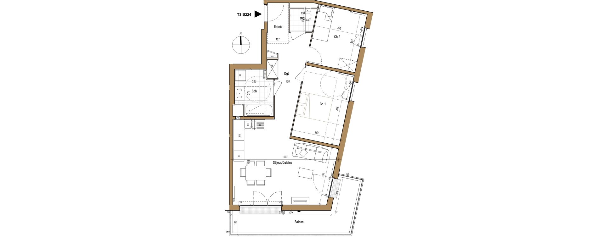 Appartement T3 de 64,97 m2 &agrave; Aubervilliers Landy