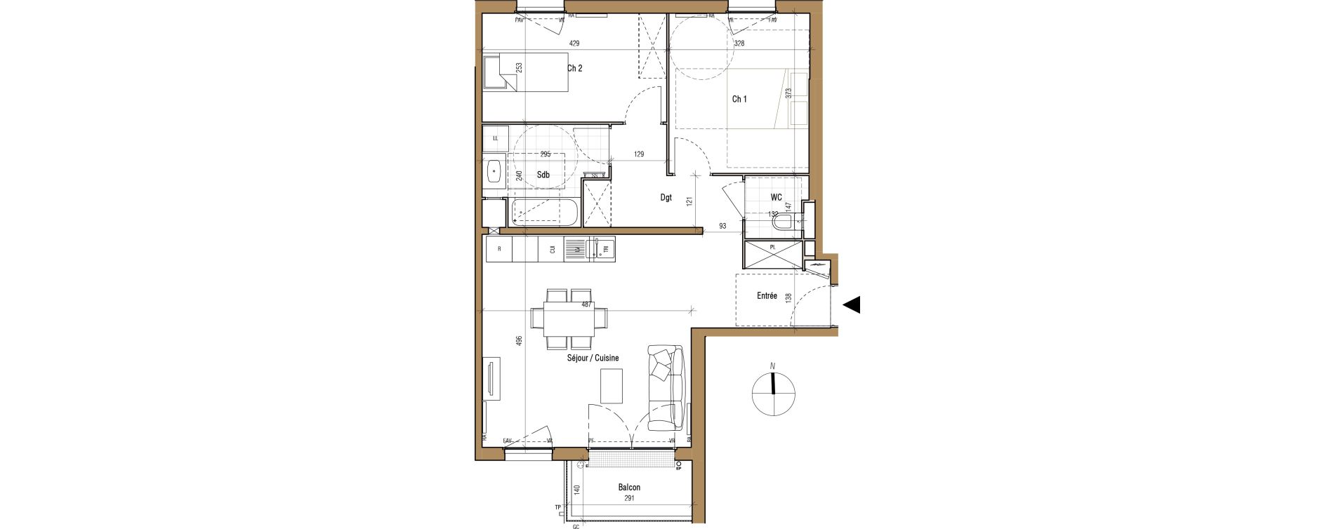 Appartement T3 de 67,48 m2 &agrave; Aubervilliers Landy