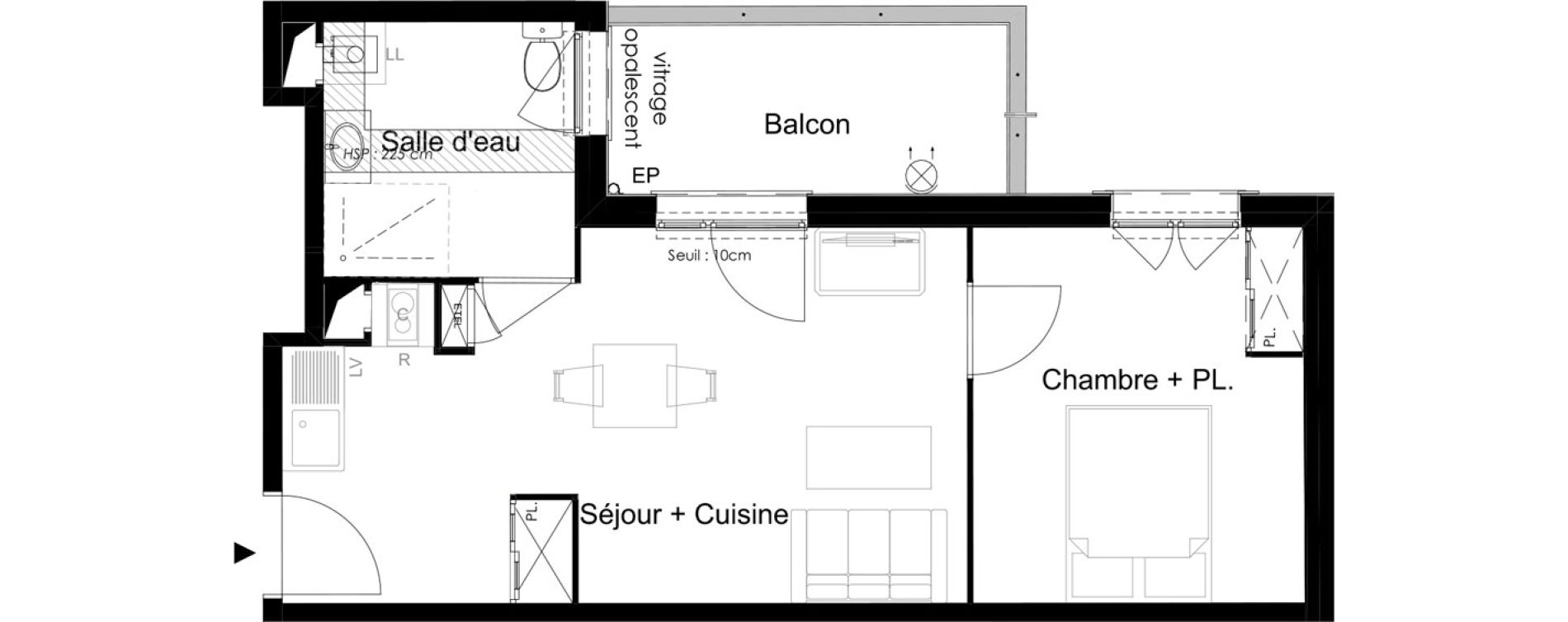Appartement T2 de 38,98 m2 &agrave; Aubervilliers Landy