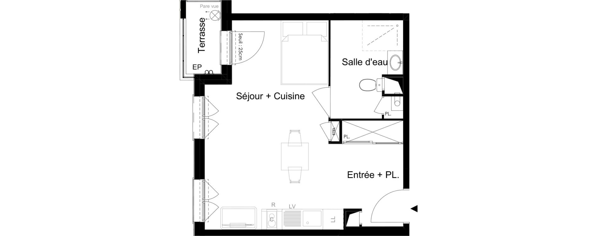 Appartement T1 de 33,02 m2 &agrave; Aubervilliers Landy
