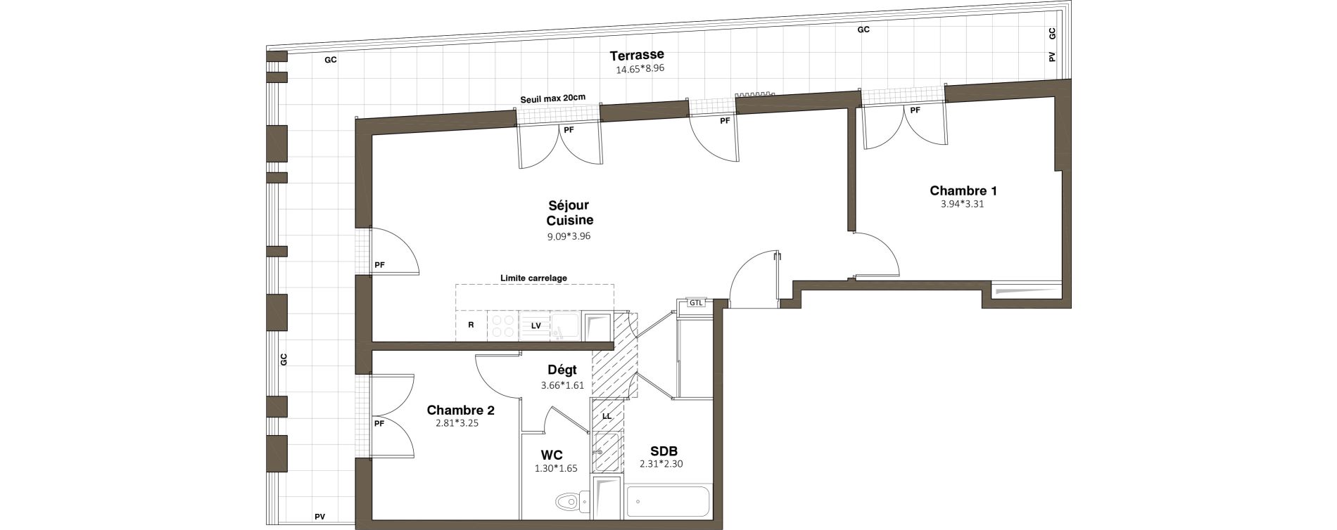 Appartement T3 de 68,89 m2 &agrave; Aubervilliers Paul bert