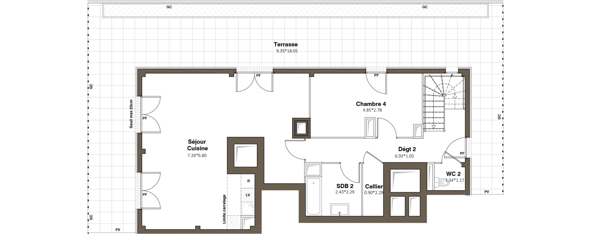 Duplex T5 de 119,65 m2 &agrave; Aubervilliers Paul bert