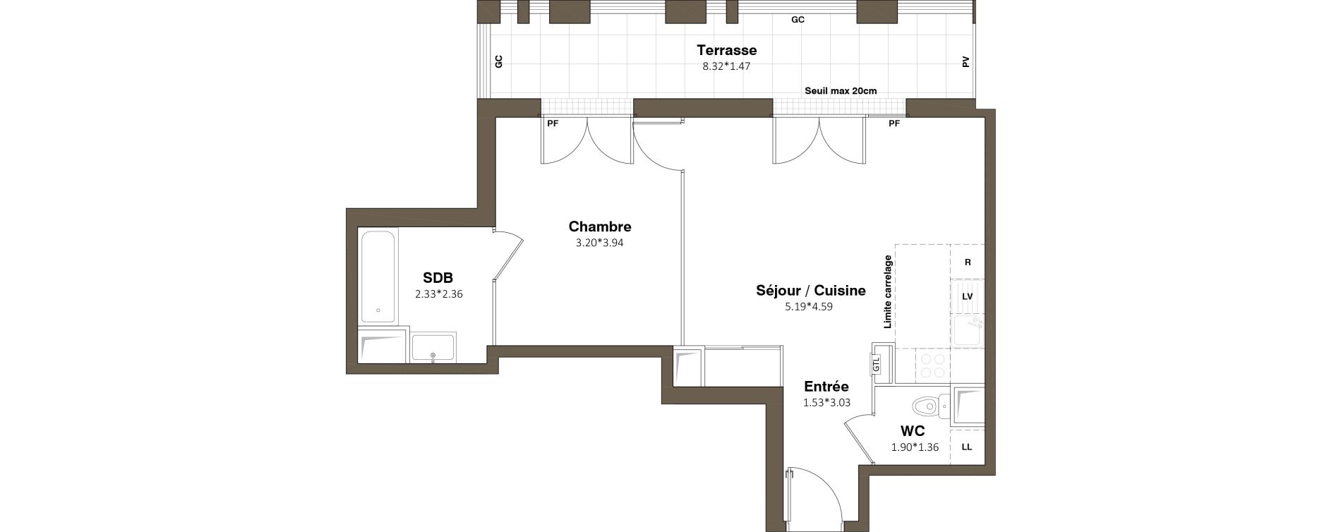 Appartement T2 de 46,42 m2 &agrave; Aubervilliers Paul bert