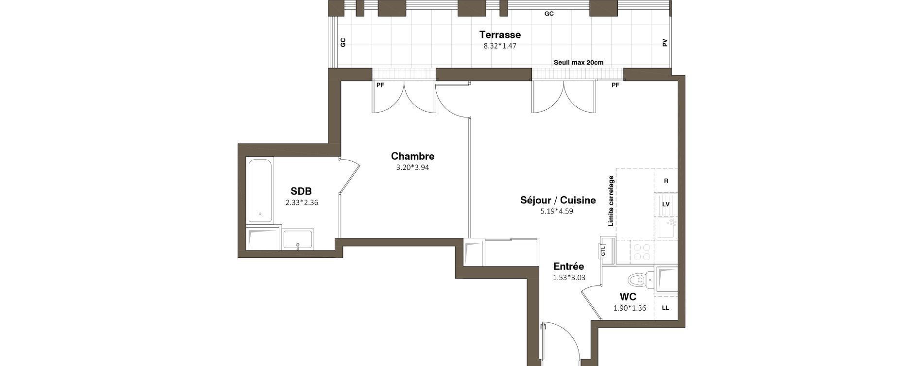 Appartement T2 de 46,42 m2 &agrave; Aubervilliers Paul bert