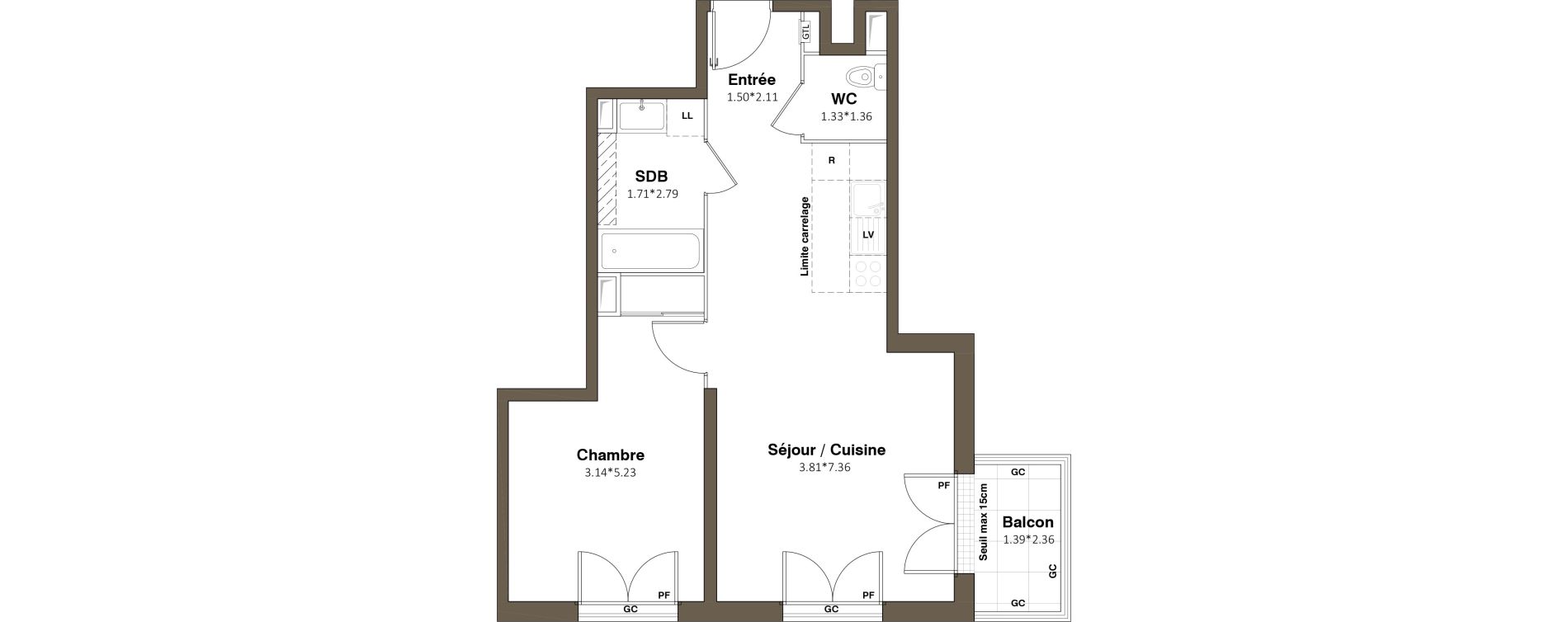 Appartement T2 de 47,89 m2 &agrave; Aubervilliers Paul bert