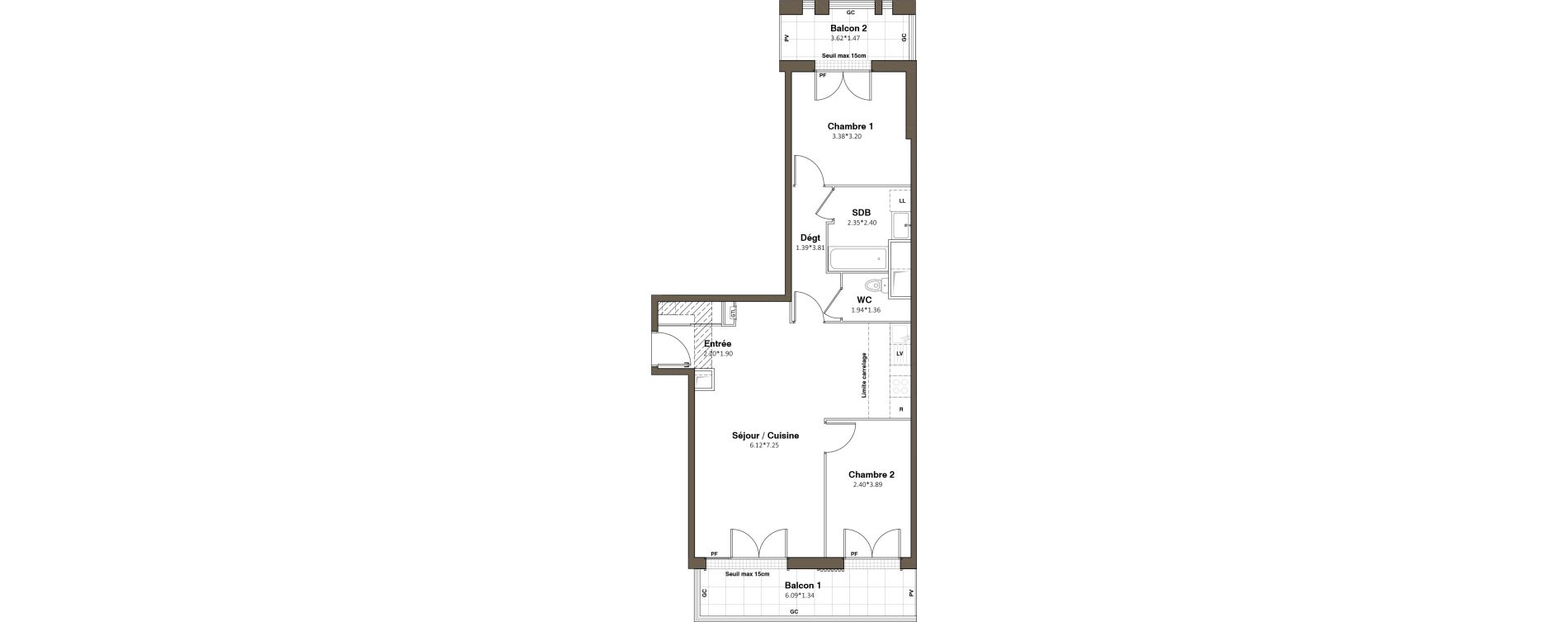 Appartement T3 de 65,37 m2 &agrave; Aubervilliers Paul bert