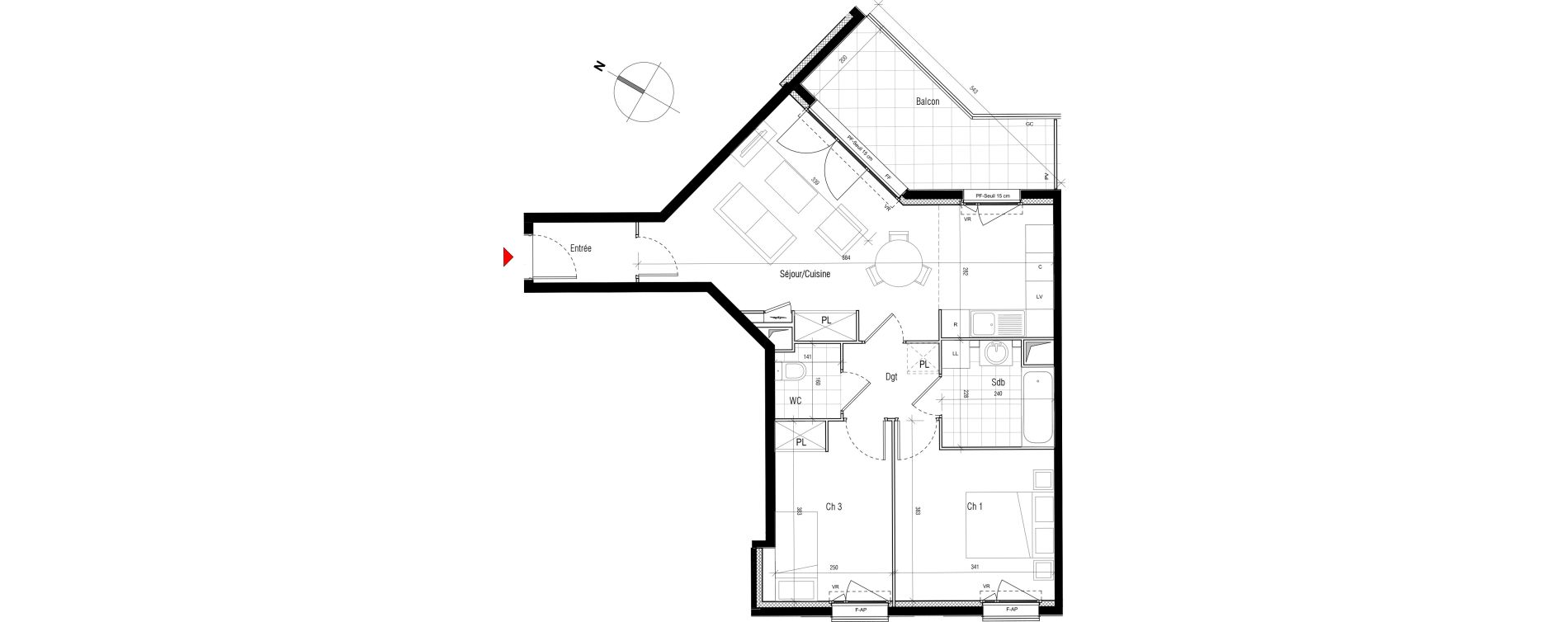 Appartement T3 de 62,19 m2 &agrave; Aubervilliers Paul bert