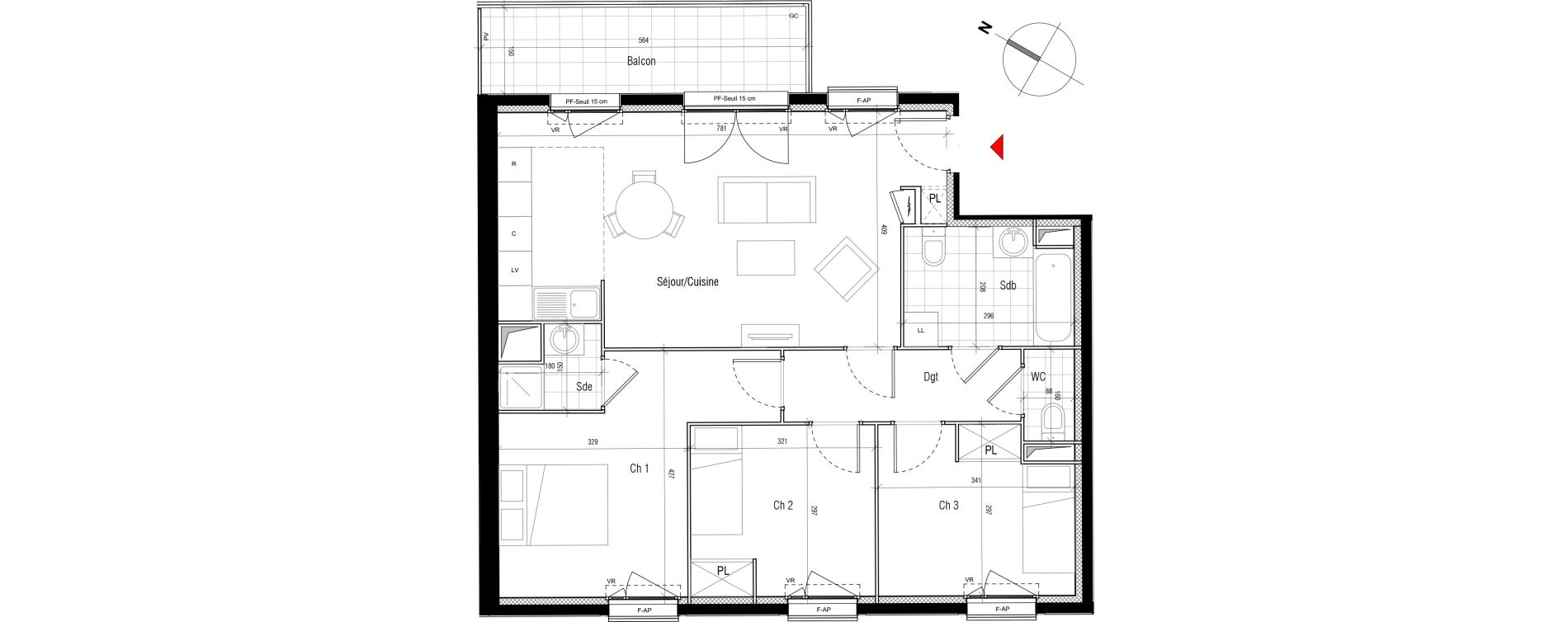 Appartement T4 de 76,90 m2 &agrave; Aubervilliers Paul bert