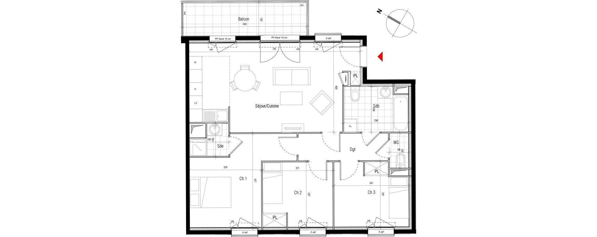 Appartement T4 de 76,75 m2 &agrave; Aubervilliers Paul bert