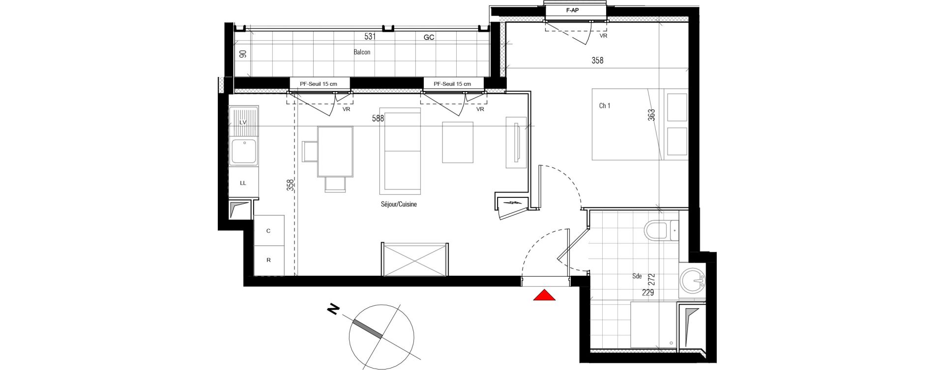 Appartement T2 de 38,73 m2 &agrave; Aubervilliers Paul bert
