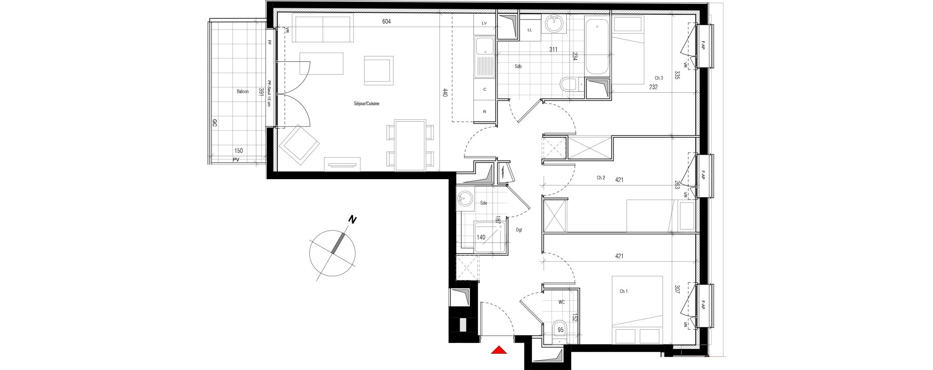 Appartement T4 de 77,64 m2 &agrave; Aubervilliers Paul bert