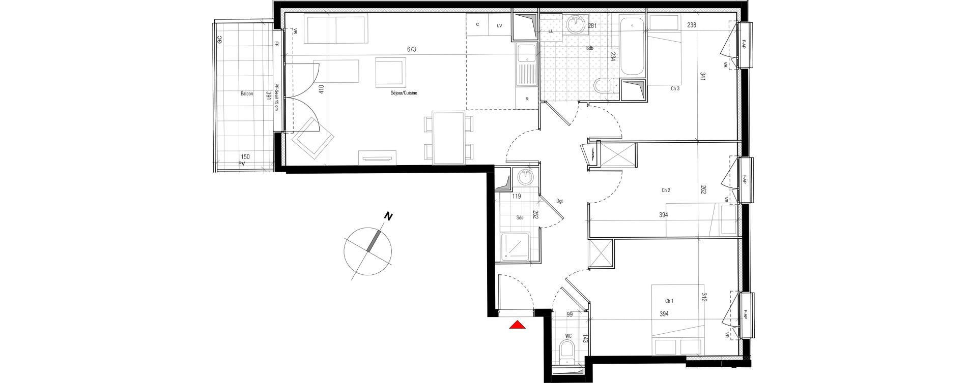 Appartement T4 de 77,16 m2 &agrave; Aubervilliers Paul bert
