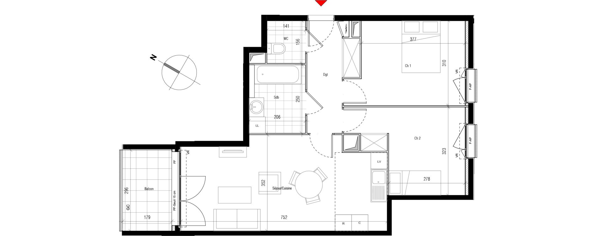Appartement T3 de 61,36 m2 &agrave; Aubervilliers Paul bert