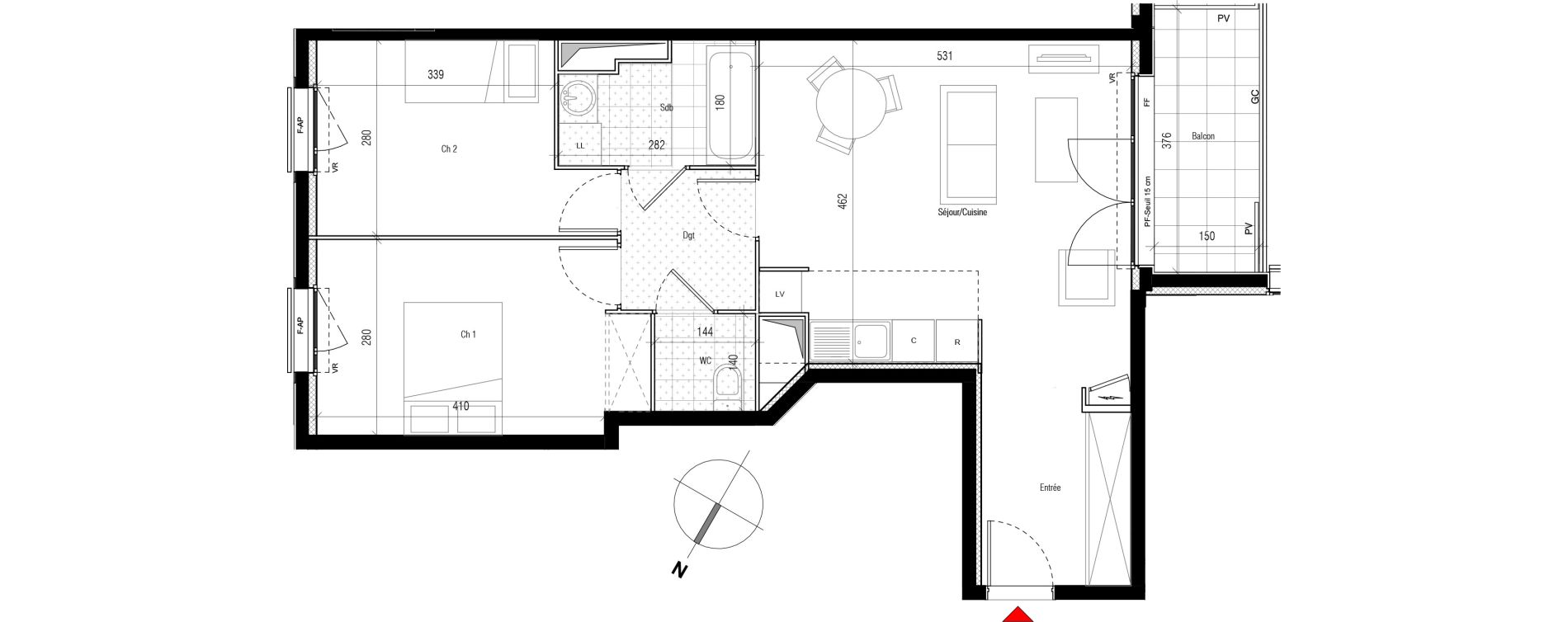 Appartement T3 de 63,68 m2 &agrave; Aubervilliers Paul bert