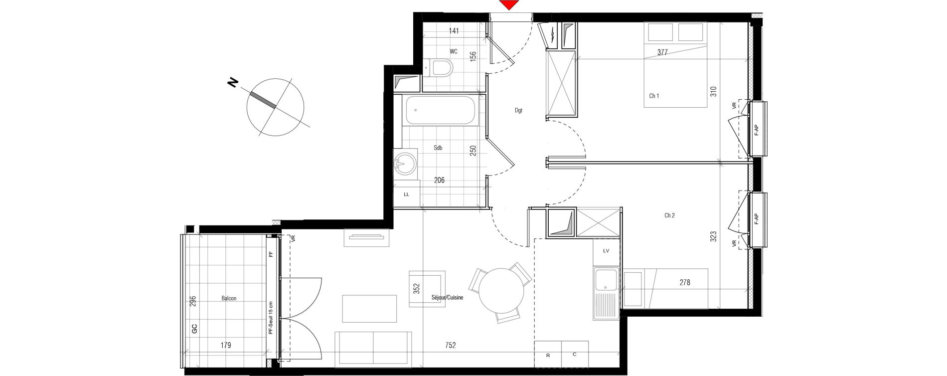 Appartement T3 de 61,35 m2 &agrave; Aubervilliers Paul bert