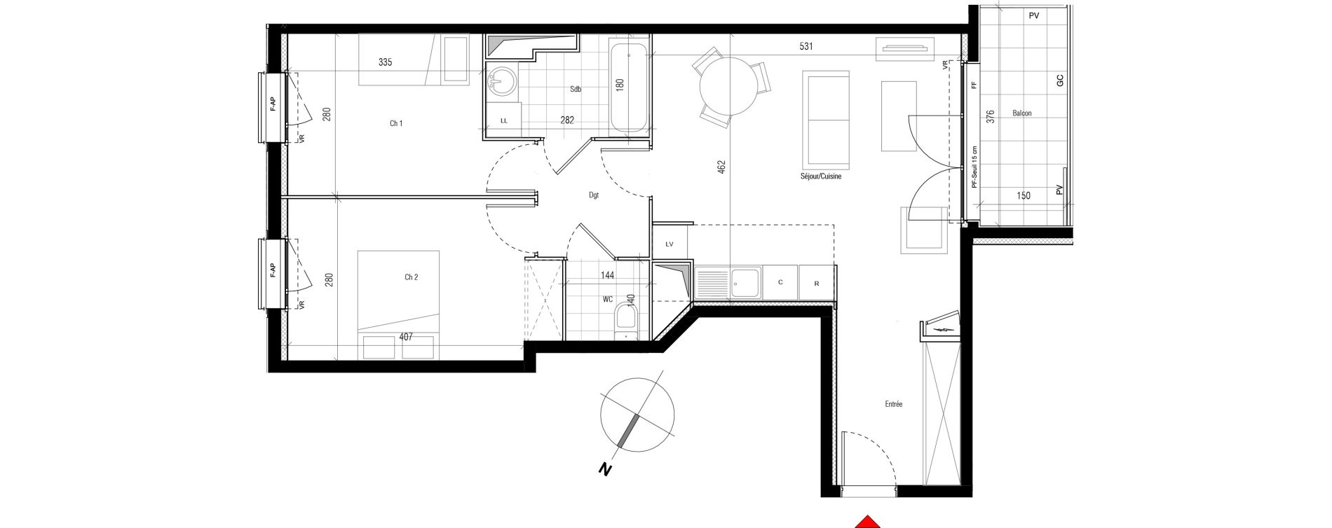 Appartement T3 de 63,46 m2 &agrave; Aubervilliers Paul bert