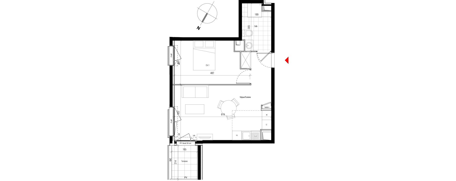 Appartement T2 de 41,89 m2 &agrave; Aubervilliers Paul bert