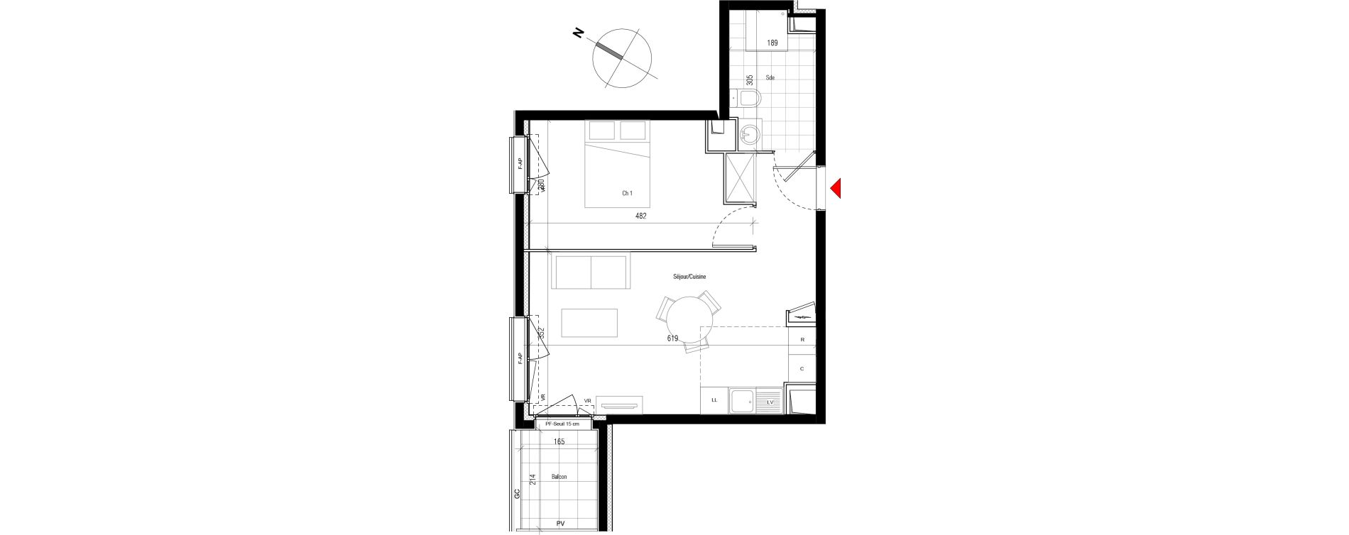 Appartement T2 de 41,89 m2 &agrave; Aubervilliers Paul bert