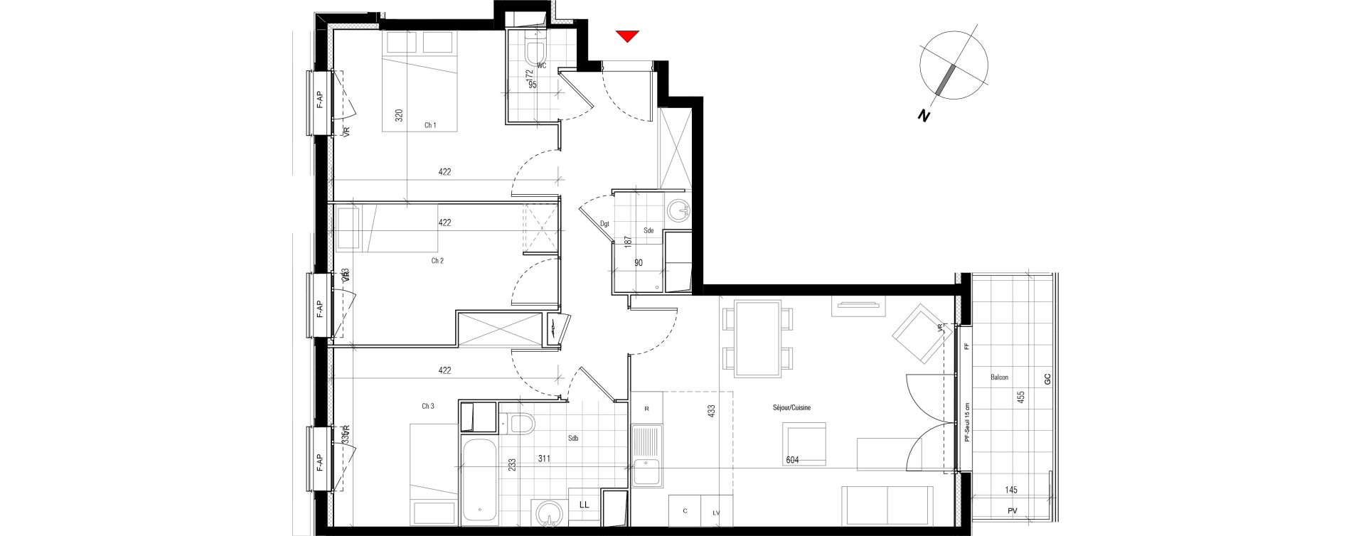 Appartement T4 de 77,74 m2 &agrave; Aubervilliers Paul bert