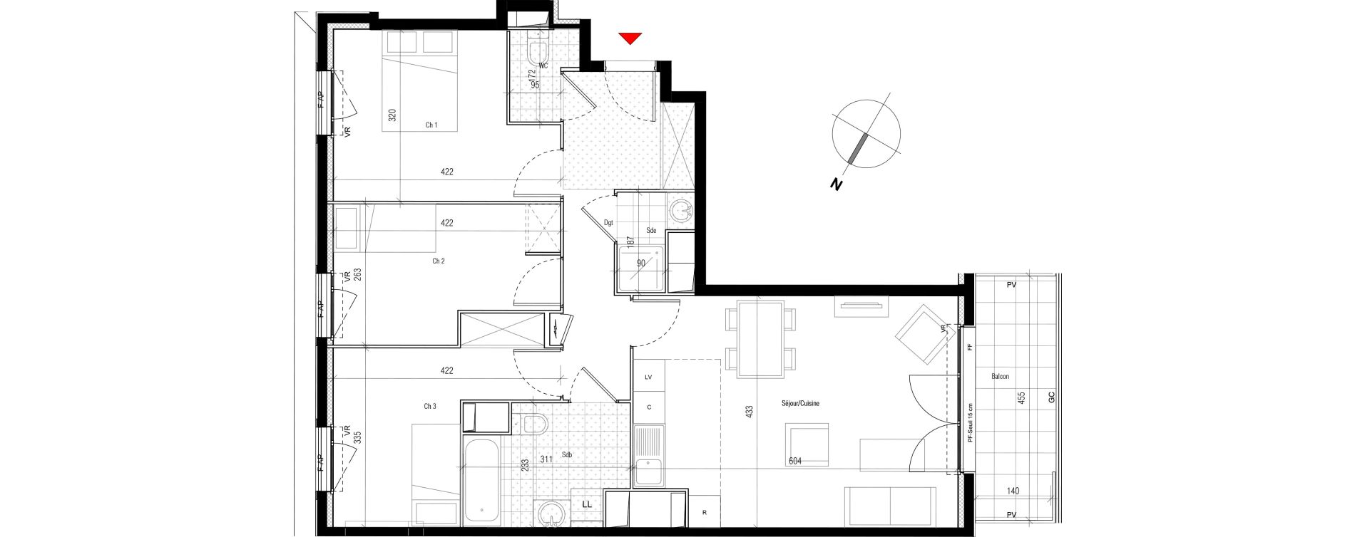 Appartement T4 de 77,31 m2 &agrave; Aubervilliers Paul bert